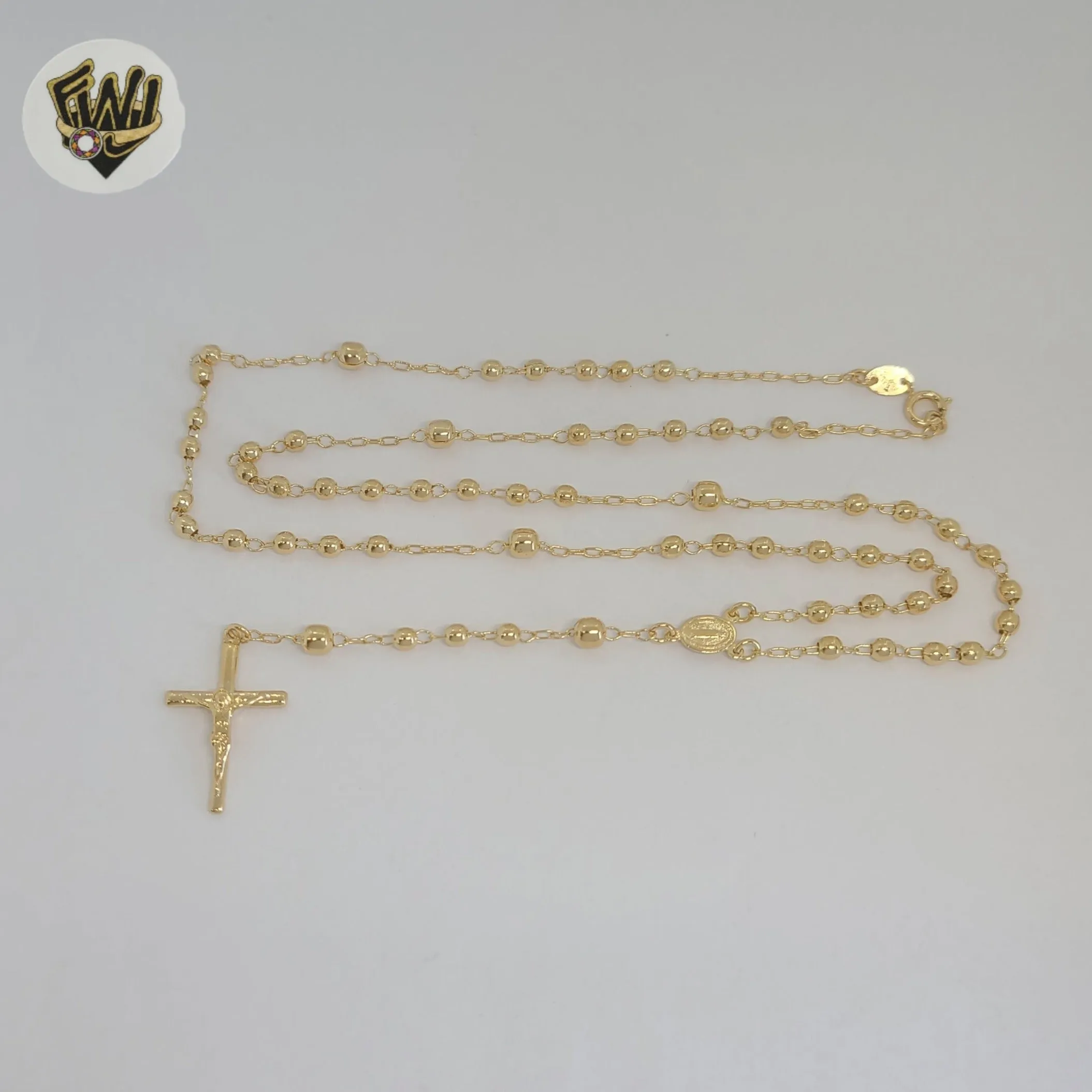 (1-3310-1) Gold Laminate - 4.5mm Miraculous Virgin Rosary Necklace - 24 - BGF