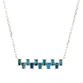 10K White Gold and Blue Diamond Necklace-11310