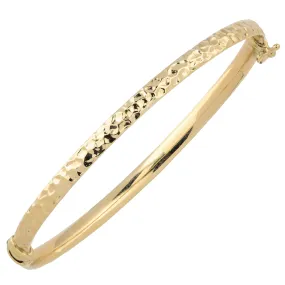 10k Yellow Gold Hammered Women's Bangle Bracelet, 7.5