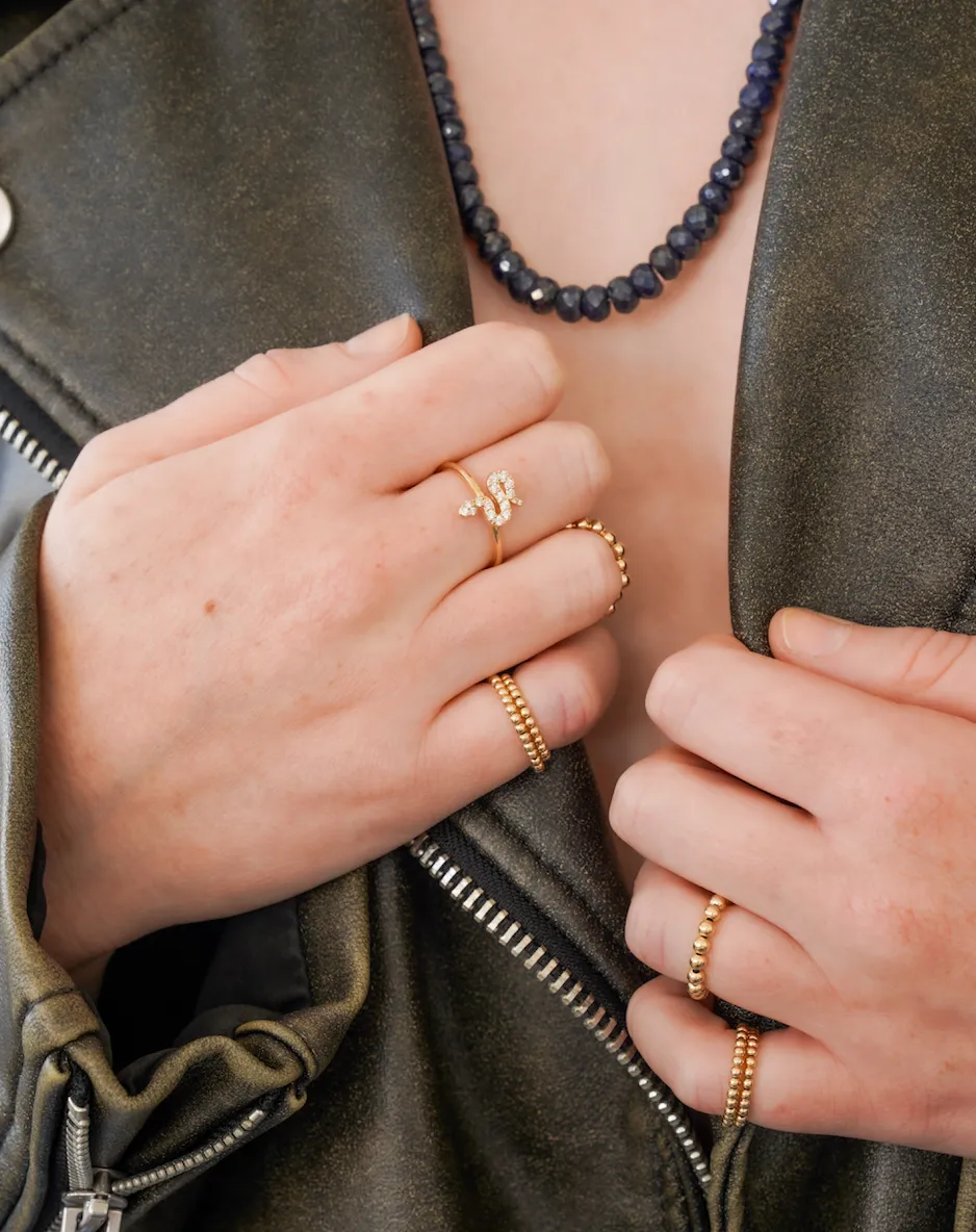 14k Gold and Diamond Snake Ring