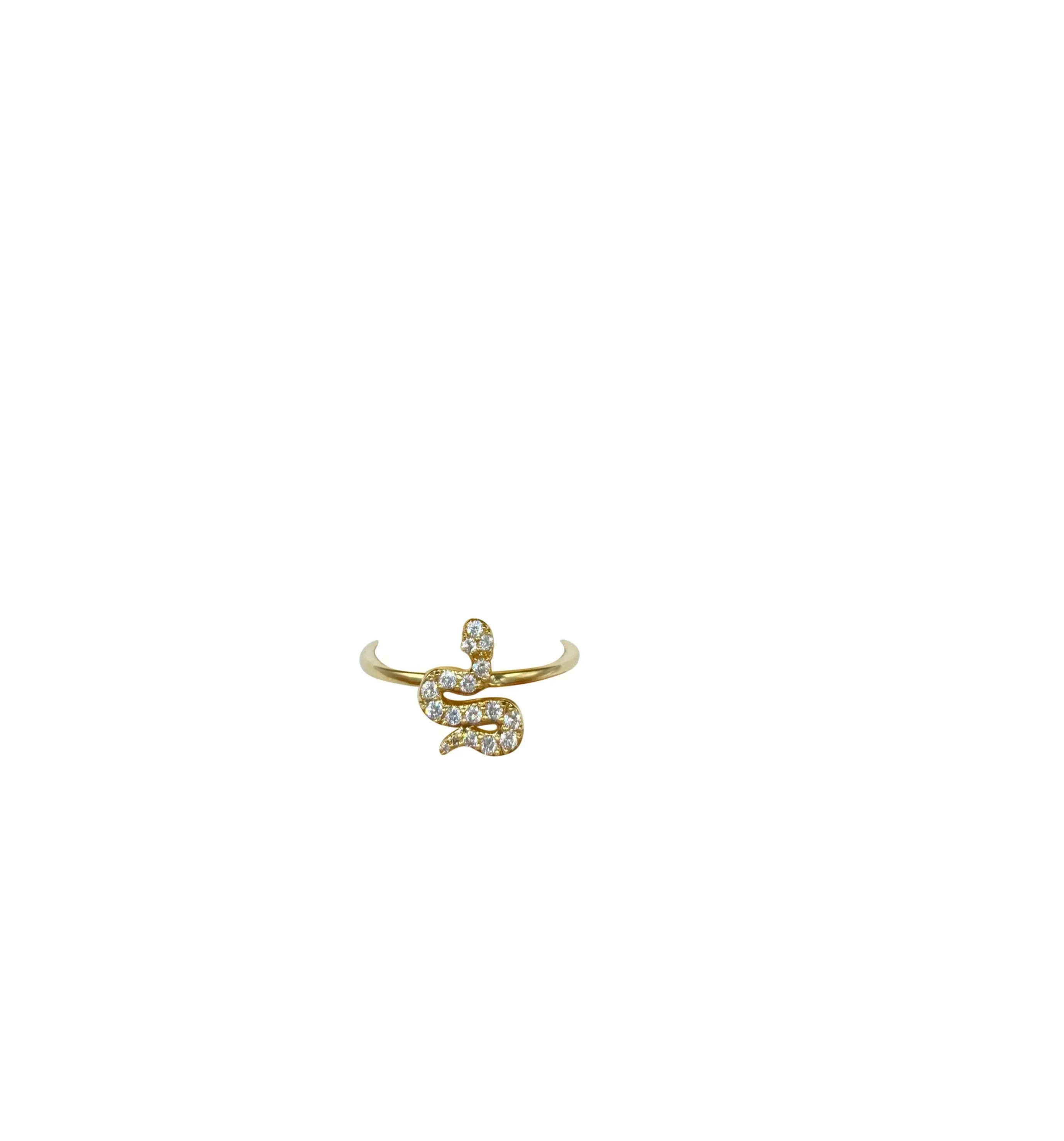 14k Gold and Diamond Snake Ring