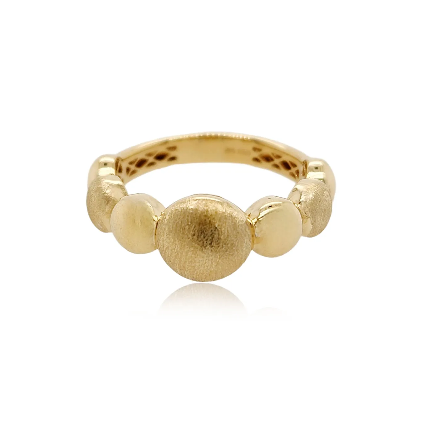 14k Gold Matte and Brushed Circles Ring