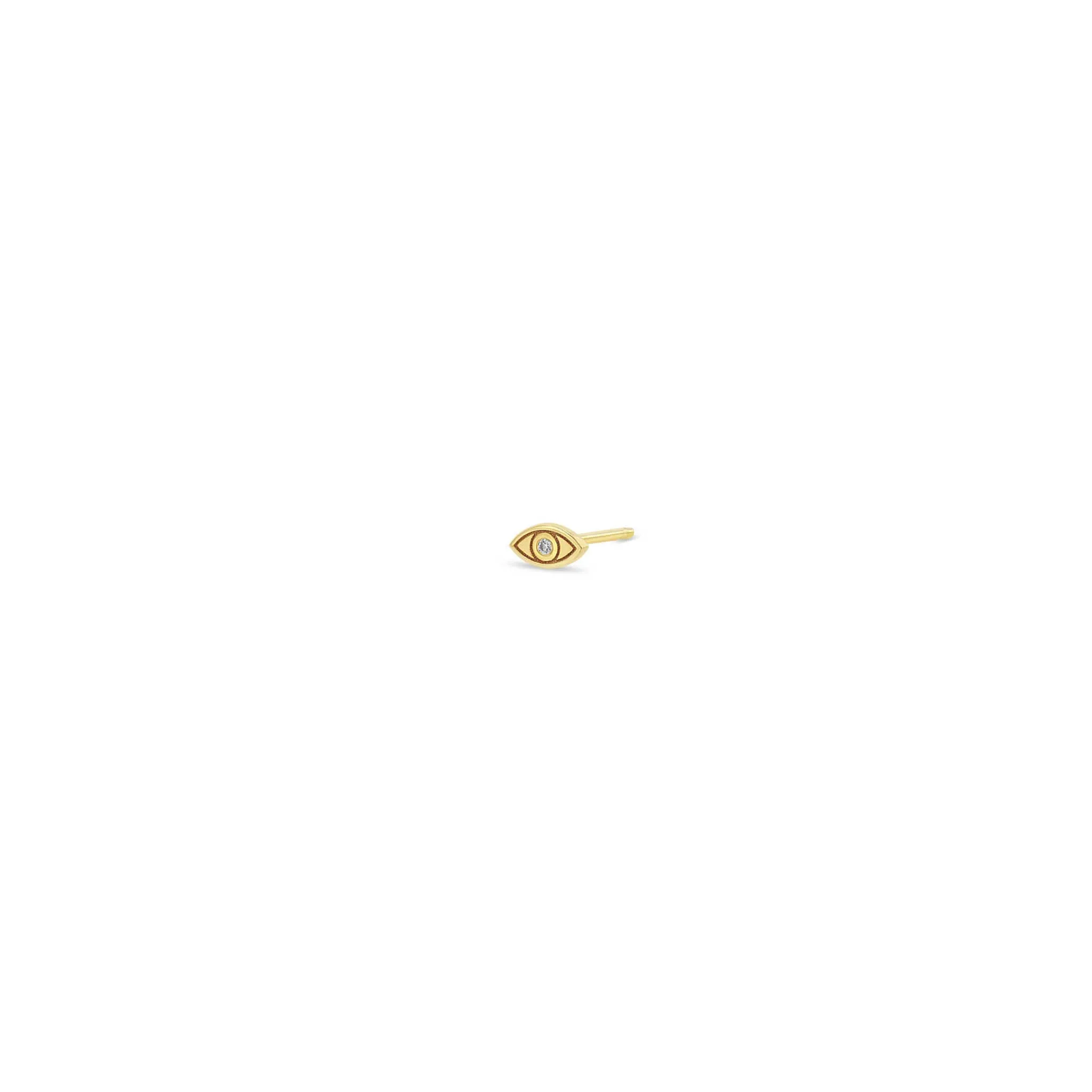 14k Itty Bitty Diamond Evil Eye Stud