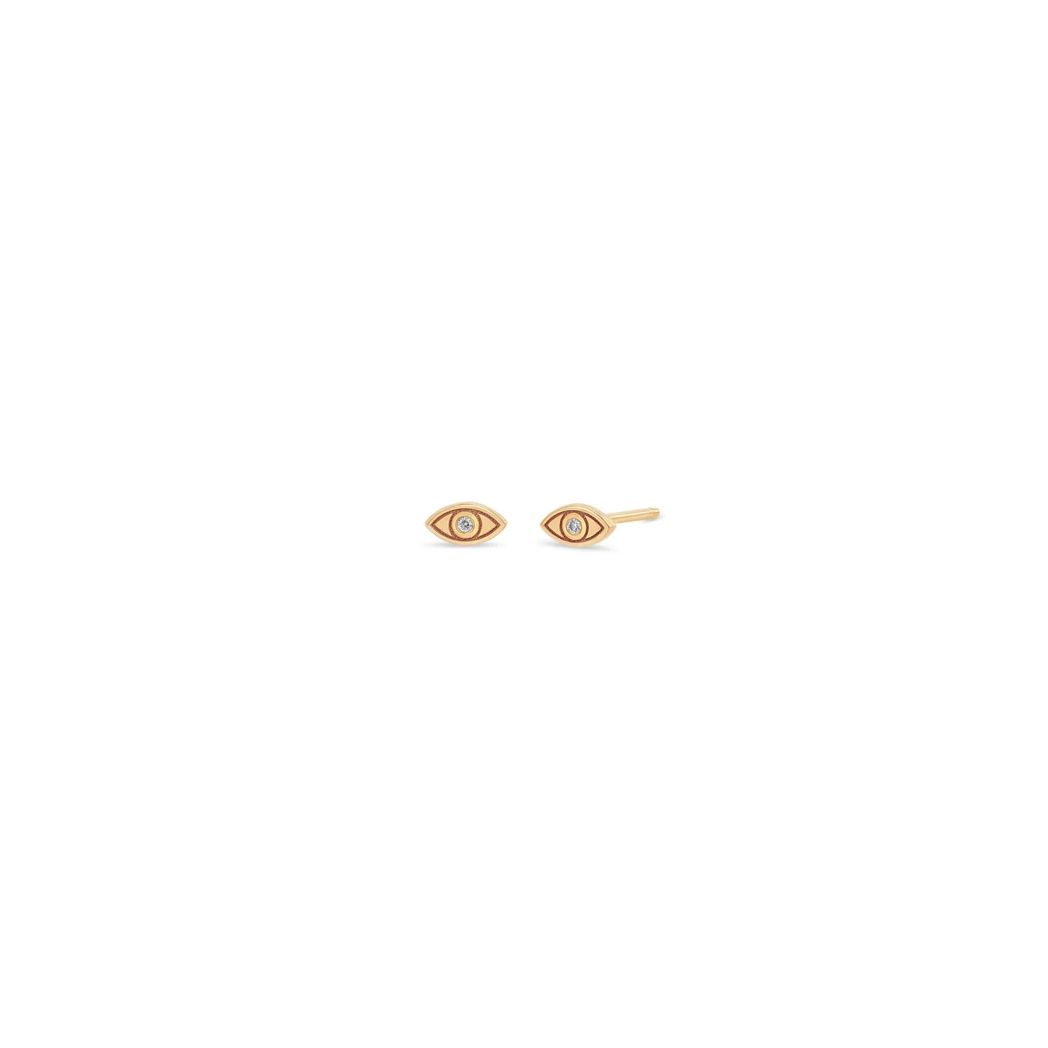 14k Itty Bitty Diamond Evil Eye Stud