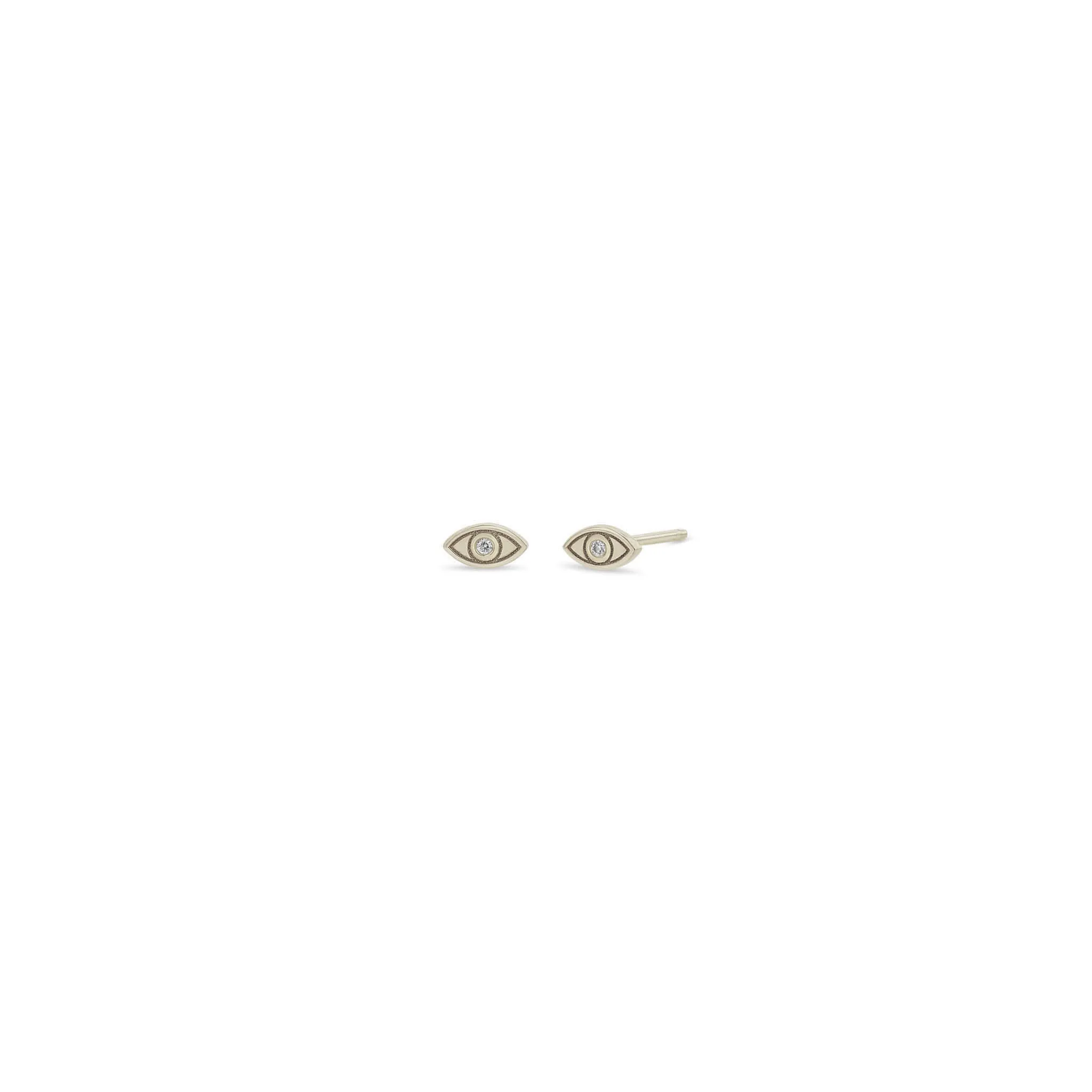 14k Itty Bitty Diamond Evil Eye Stud