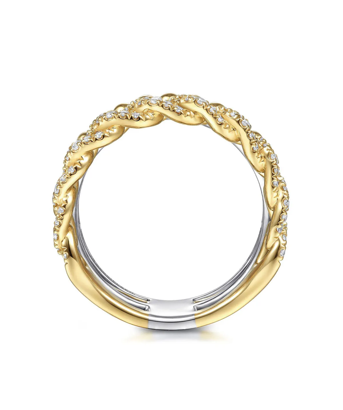 14K White-Yellow Gold Bujukan Diamond Easy Stackable Ring