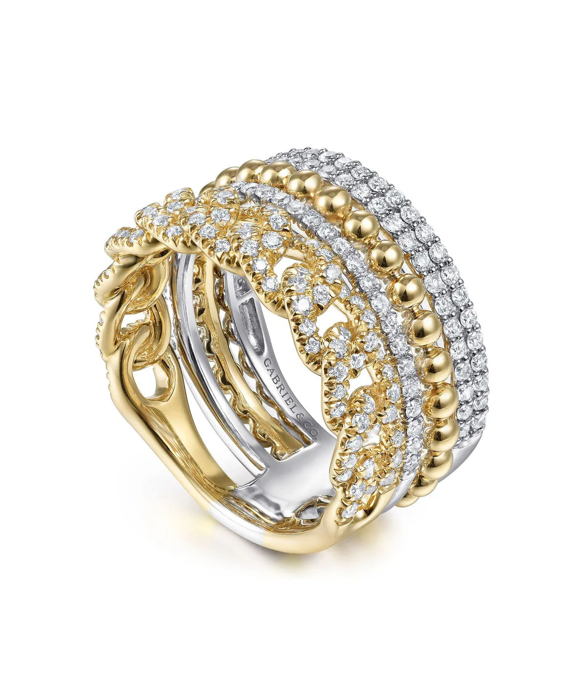 14K White-Yellow Gold Bujukan Diamond Easy Stackable Ring