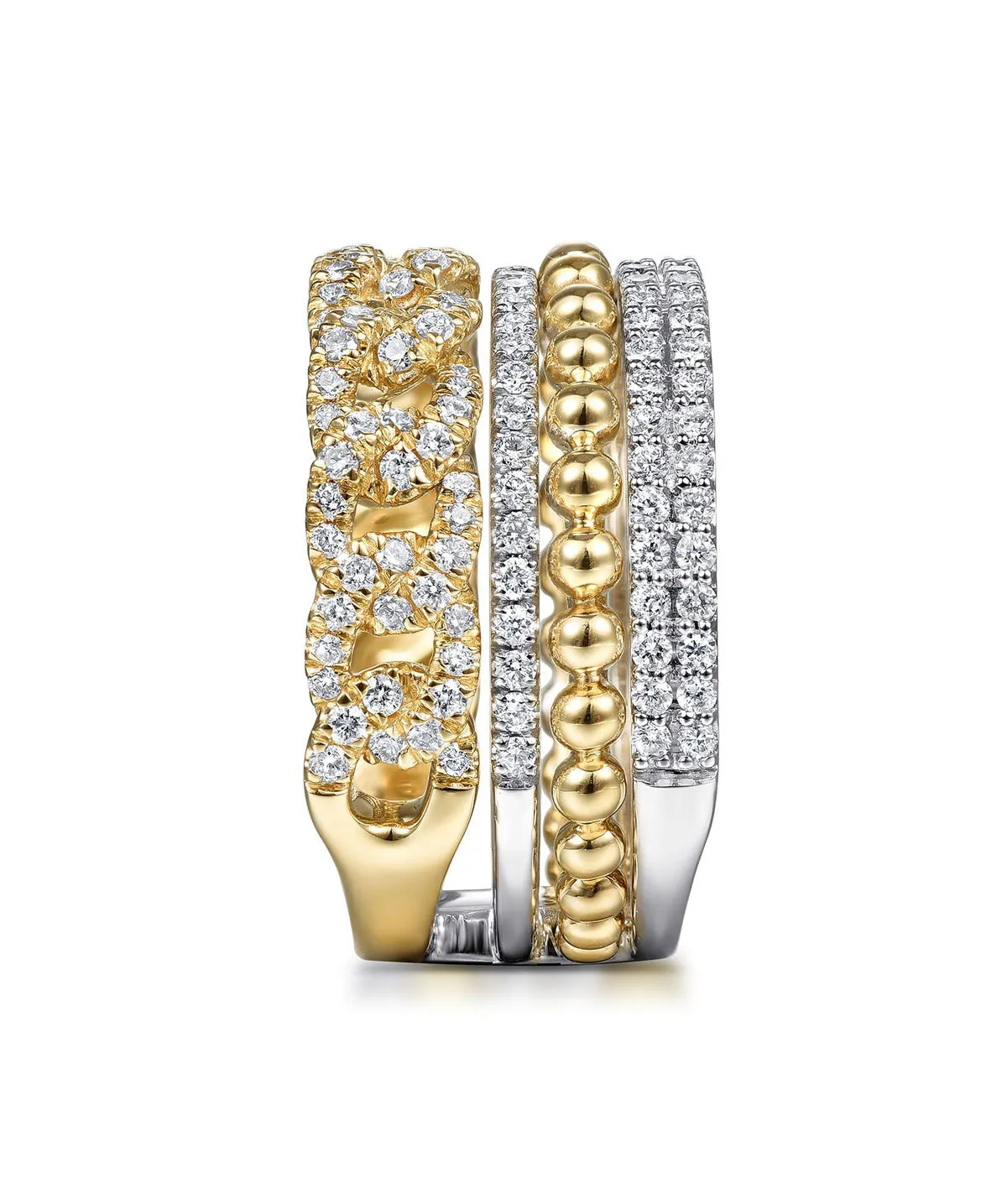 14K White-Yellow Gold Bujukan Diamond Easy Stackable Ring