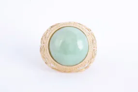 14k Yellow Gold 12.00tcw Jade Cocktail Ring Size 7 (7.17g.)