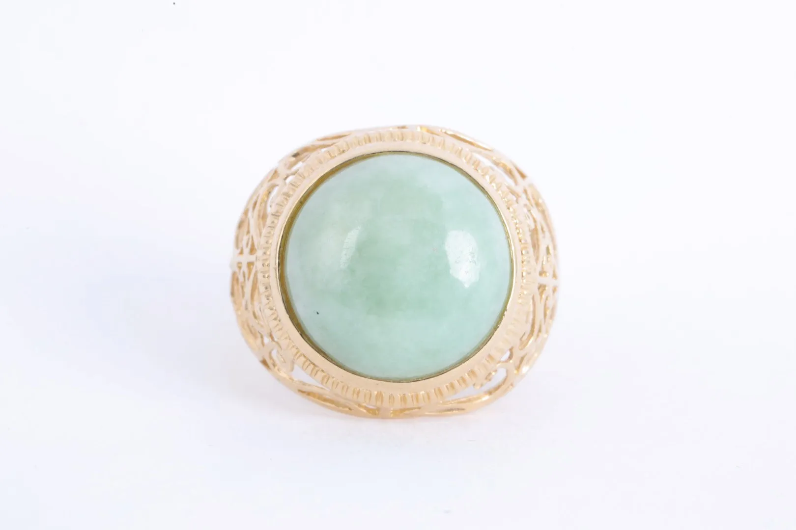 14k Yellow Gold 12.00tcw Jade Cocktail Ring Size 7 (7.17g.)