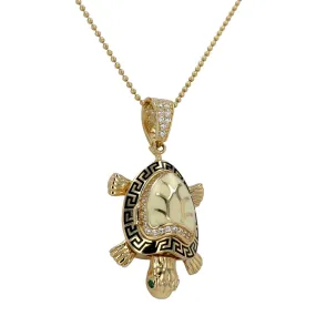 14K Yellow gold chain turtle pendant