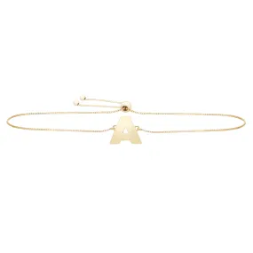 14k Yellow Gold Initial Letter Friendship Adjustable Bracelet, 9.25