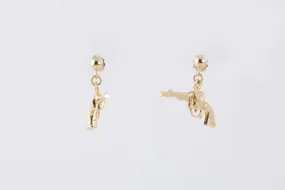 14k Yellow Gold Pistol Dangle Earrings (4.65g.)