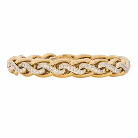 18K Yellow Gold and Diamond Braided Bracelet