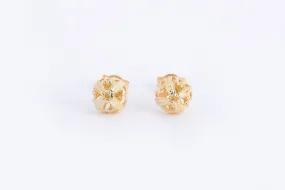 18k Yellow Gold Openwork Ball Stud Earrings (0.68g.)