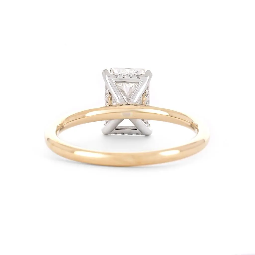 2.08ctw Radiant Lab Grown Diamond Engagement Ring, HIdden Halo - White Gold   Yellow Gold