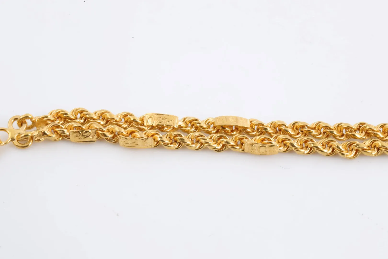 29" 22k Yellow Gold Long Station Rope Chain Necklace (36.49g.)