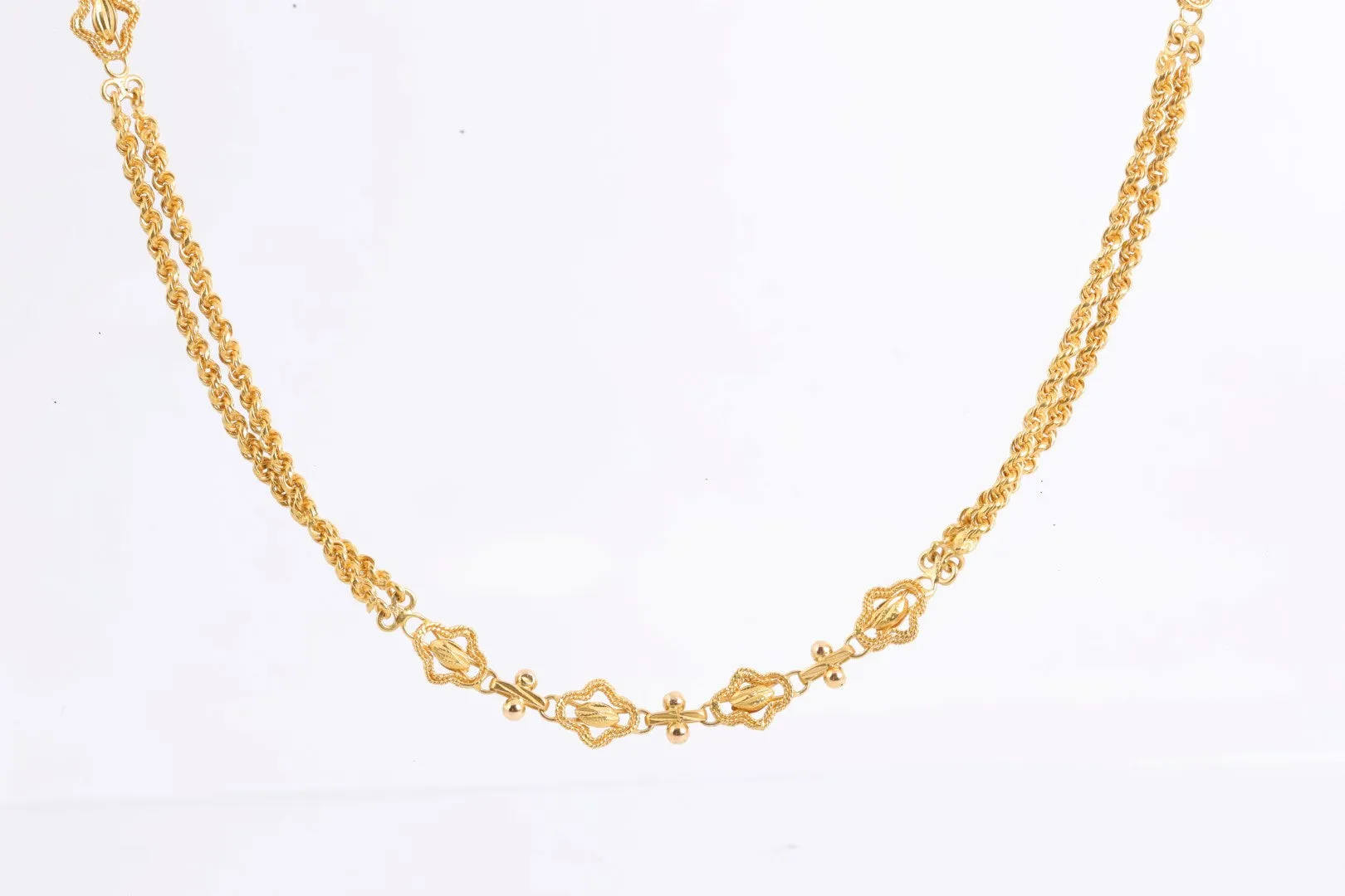 29" 22k Yellow Gold Long Station Rope Chain Necklace (36.49g.)