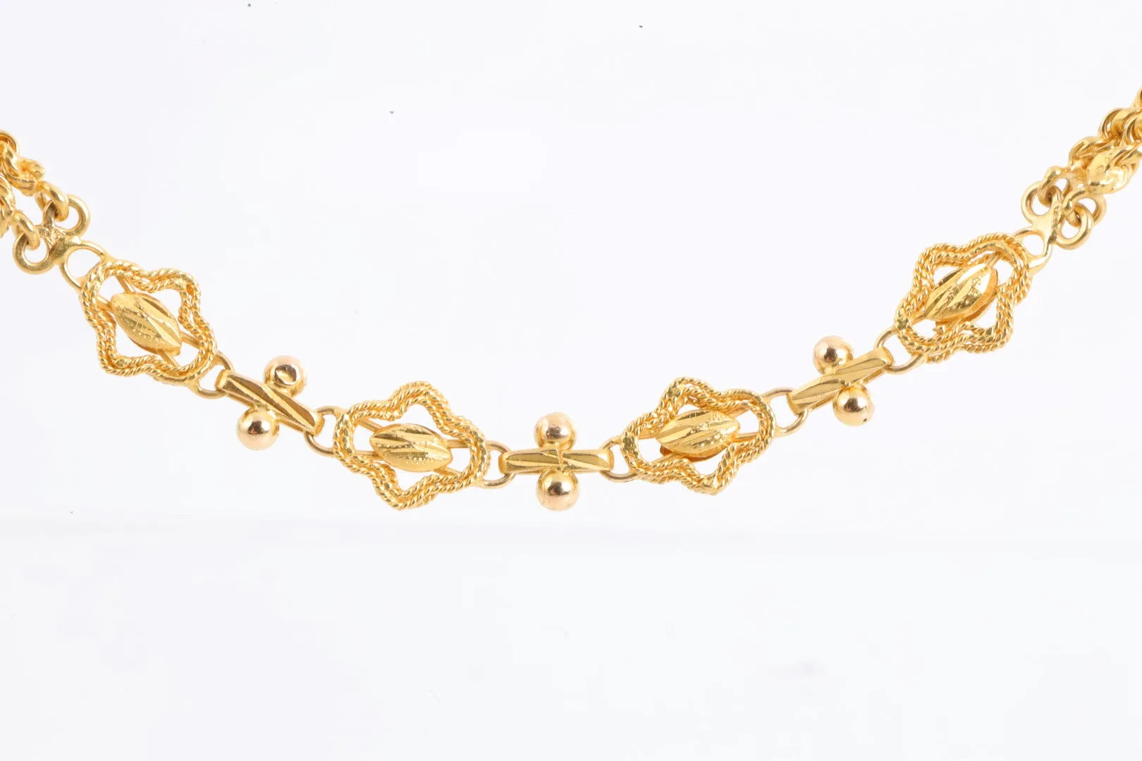 29" 22k Yellow Gold Long Station Rope Chain Necklace (36.49g.)