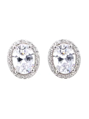 3 Carat American Diamond Oval Earrings In 925 Silver