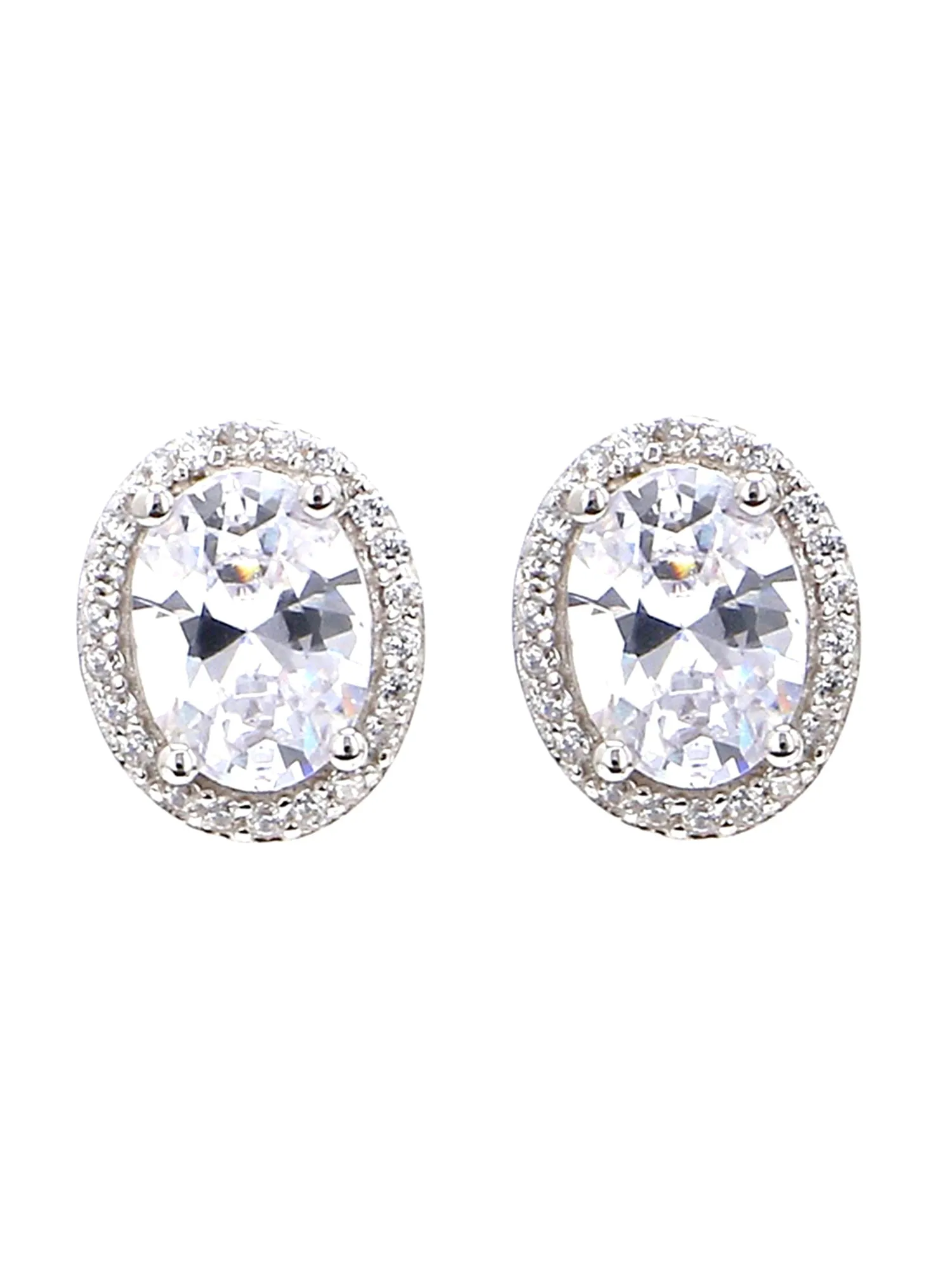 3 Carat American Diamond Oval Earrings In 925 Silver