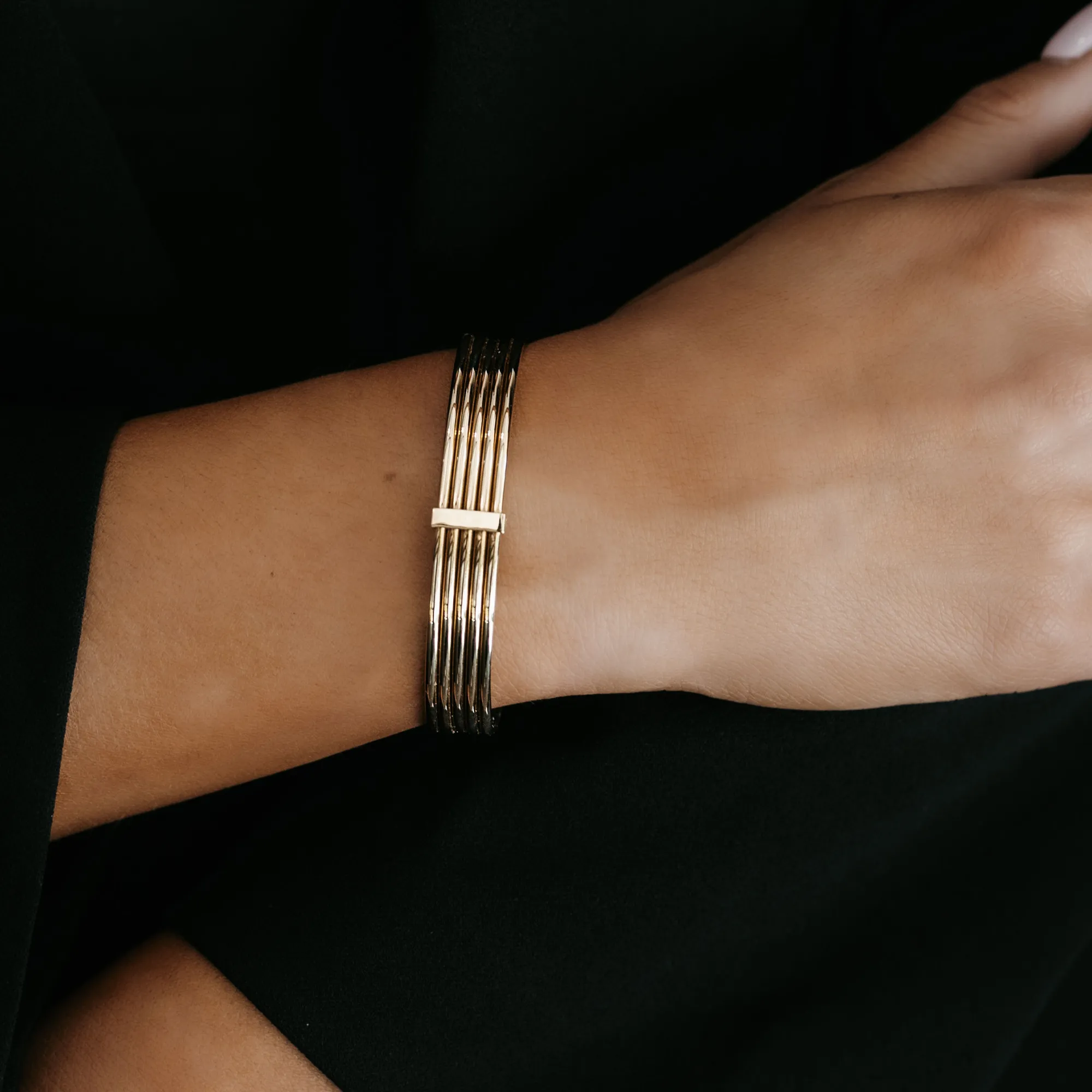 5 Row Gold Cuff Bracelet