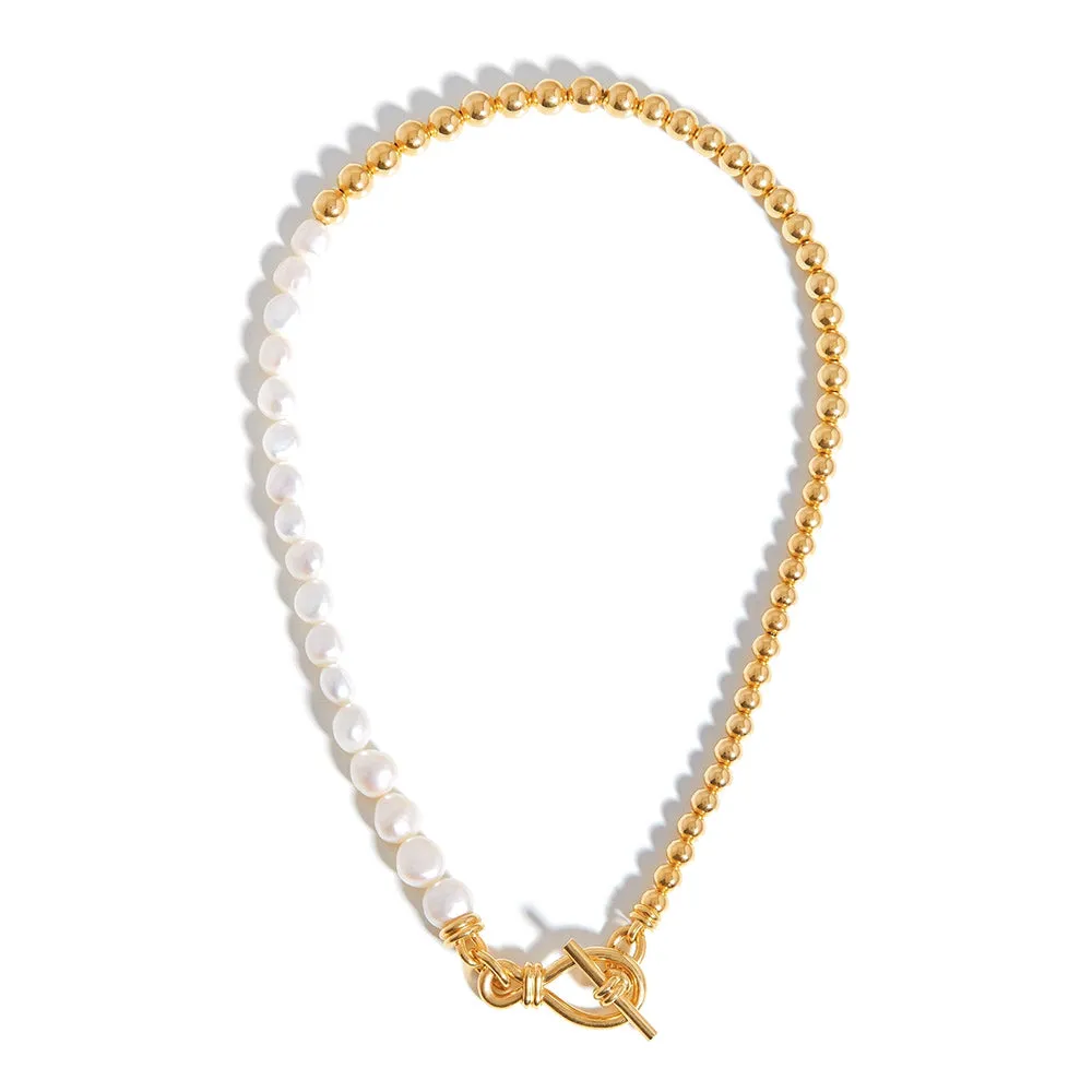 6mm Freshwater Cultured Pearl Beaded Bar Necklace