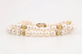 8.5" 14k Yellow Gold Pearl & Gold Bead Bracelet (24.84g.)