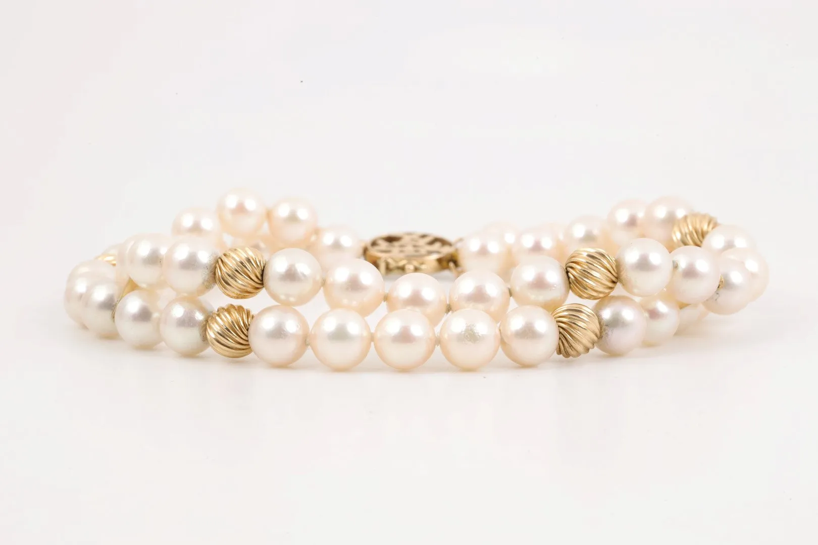 8.5" 14k Yellow Gold Pearl & Gold Bead Bracelet (24.84g.)