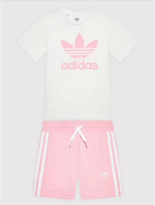 Adidas girls' t-shirt and shorts set HC9507 white-true pink