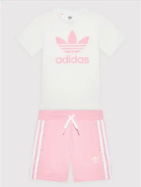 Adidas girls' t-shirt and shorts set HC9507 white-true pink