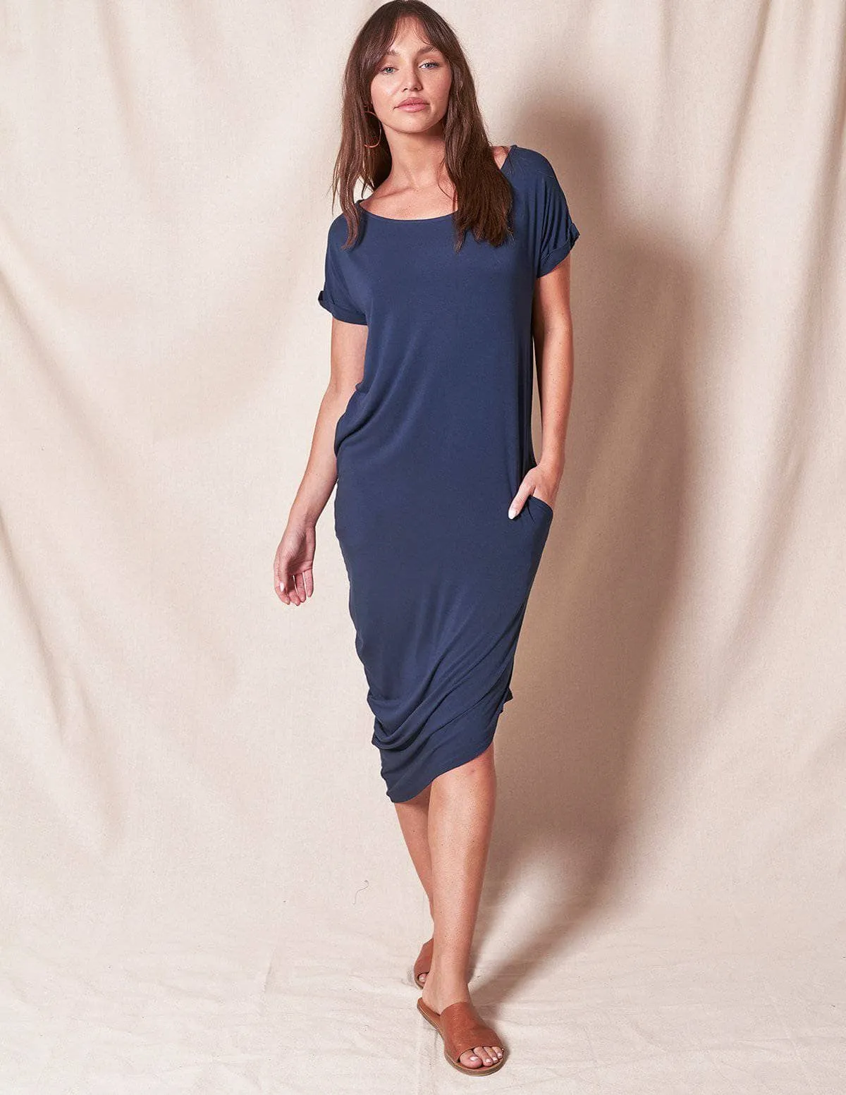 Bamboo Asymmetric Tee Dress - As-Is-Clearance