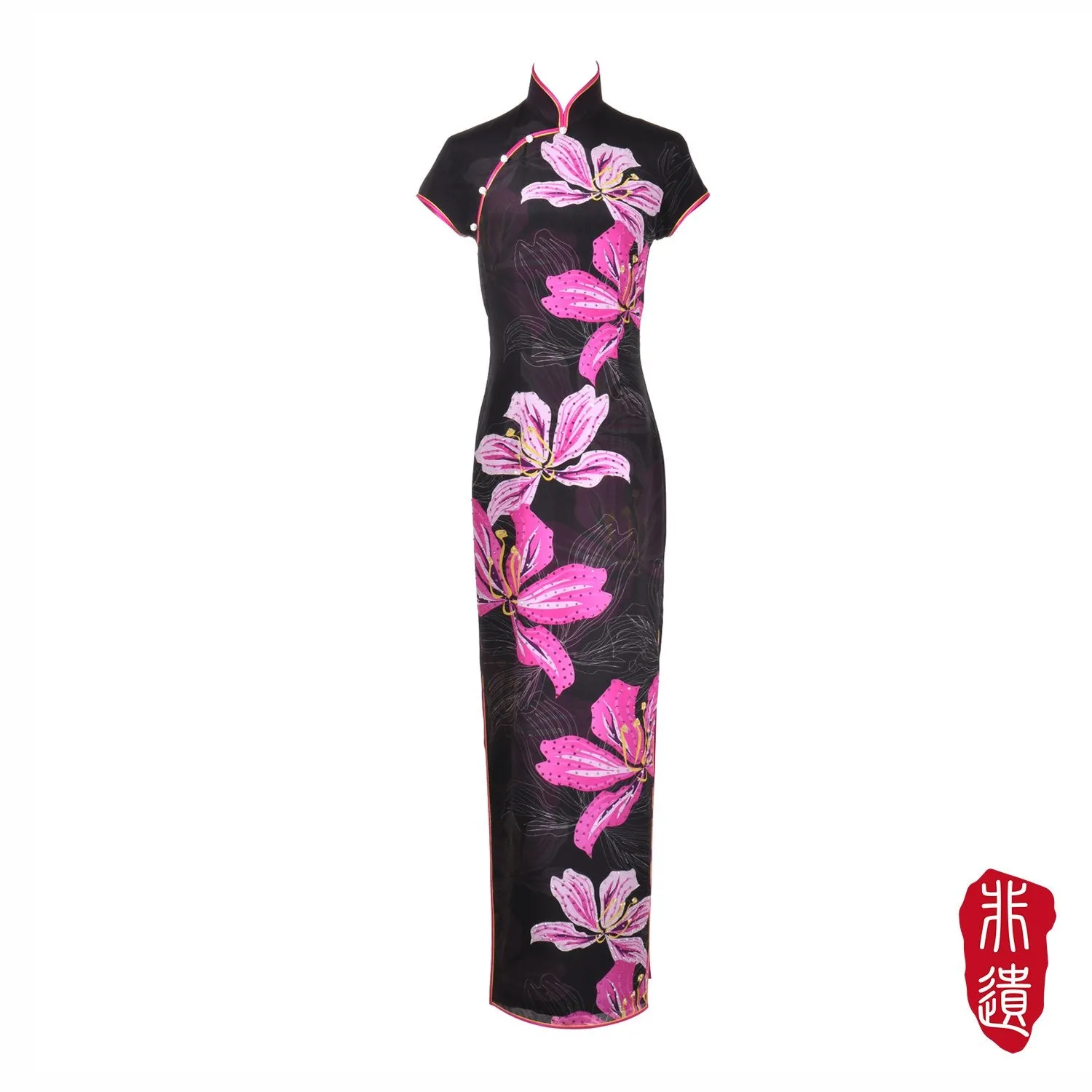 【BAUHINIA】Masterpiece Collection Haute Couture 100% Silk Crystal Cheongsam (Cap Sleeve/Tailored Fit)