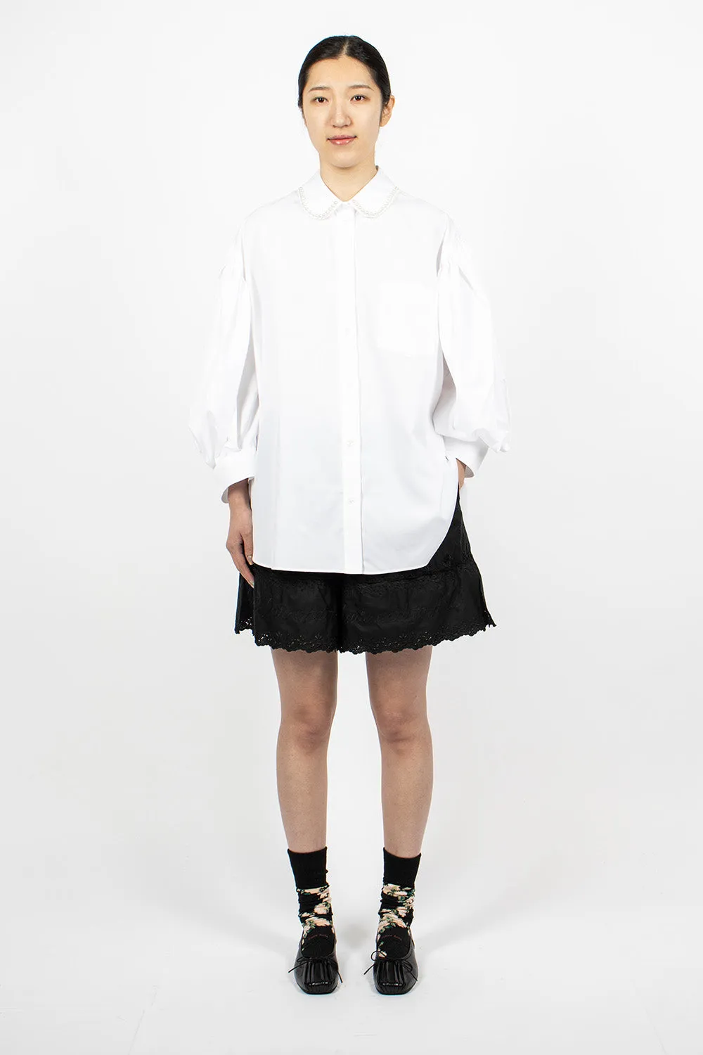 Beaded Signature Sleeve Shirt White/Pearl