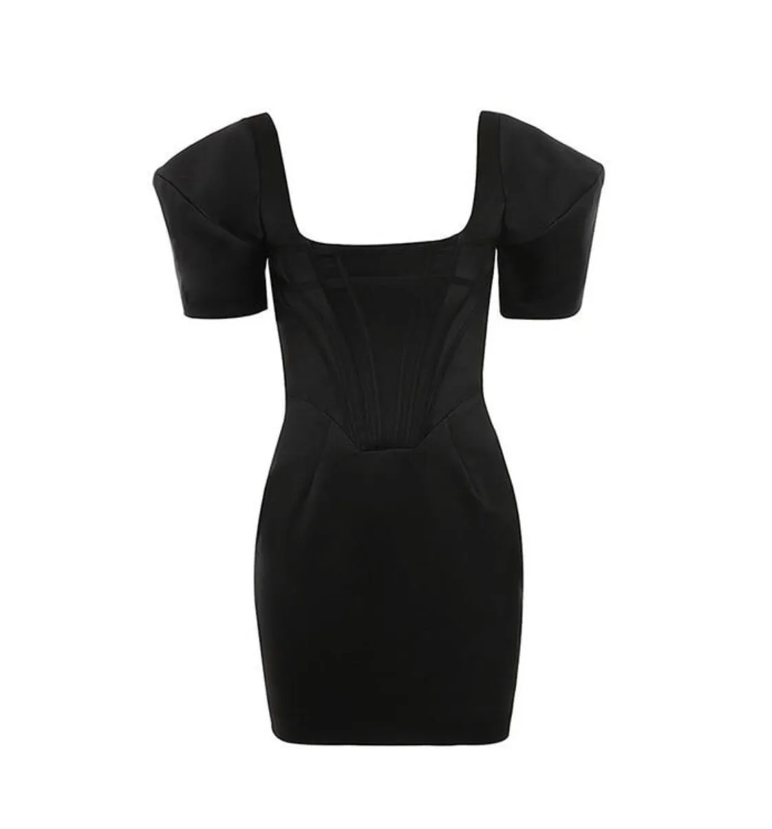 BLACK PARTY MINI DRESS PUFF SLEEVE