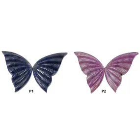 Blue And Pink SAPPHIRE Gemstone Carving : Natural Untreated Sapphire Hand Carved BUTTERFLY Pair