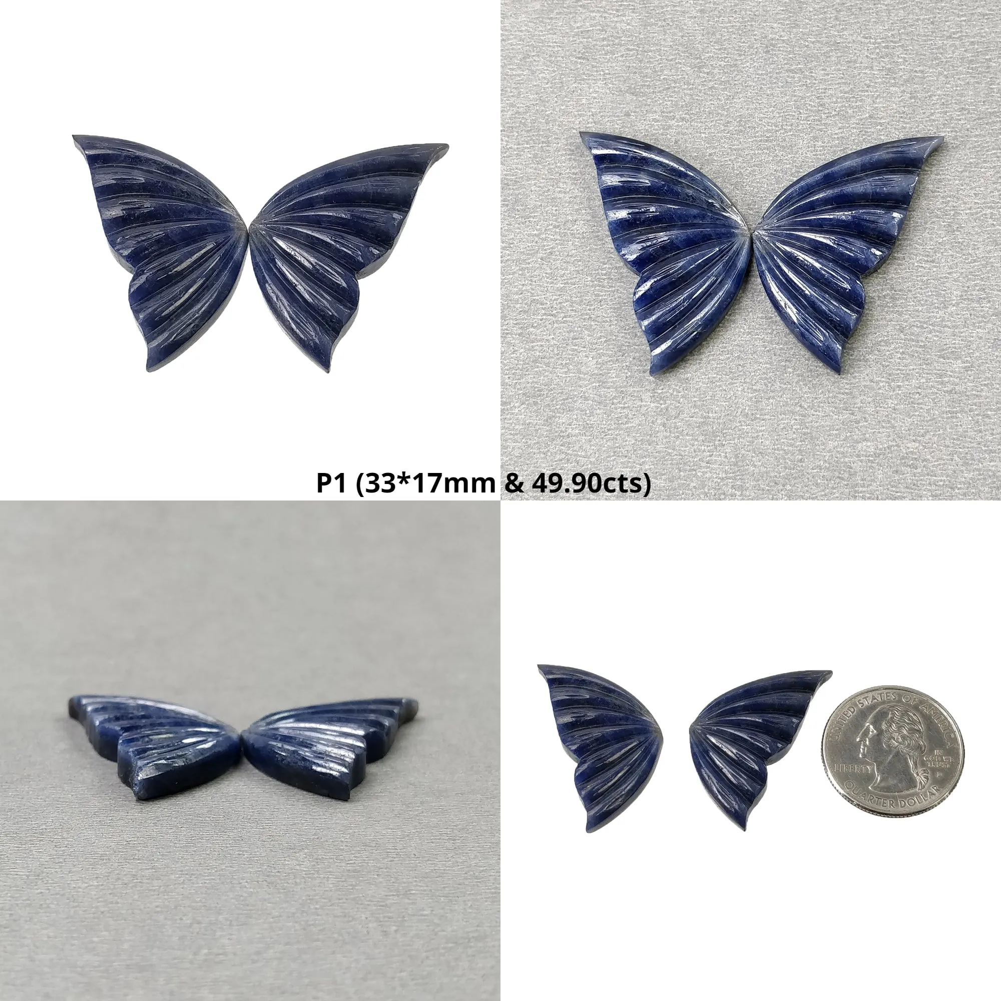 Blue And Pink SAPPHIRE Gemstone Carving : Natural Untreated Sapphire Hand Carved BUTTERFLY Pair