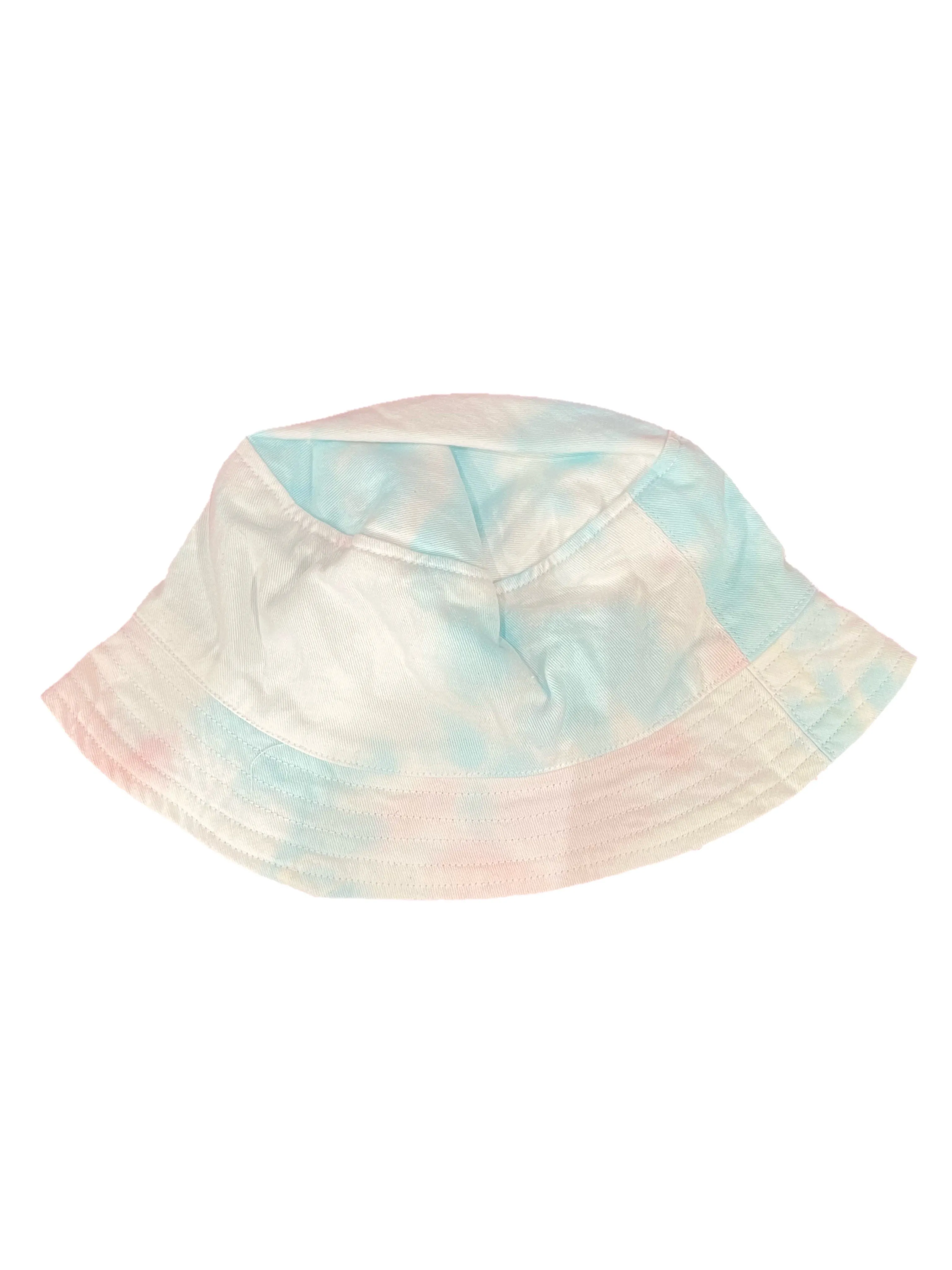 Blue and pink tie dye bucket hat