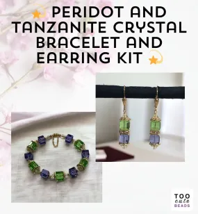 Bracelet Kit -   Peridot and Tanzanite Crystal Bracelet and Earring Kit 