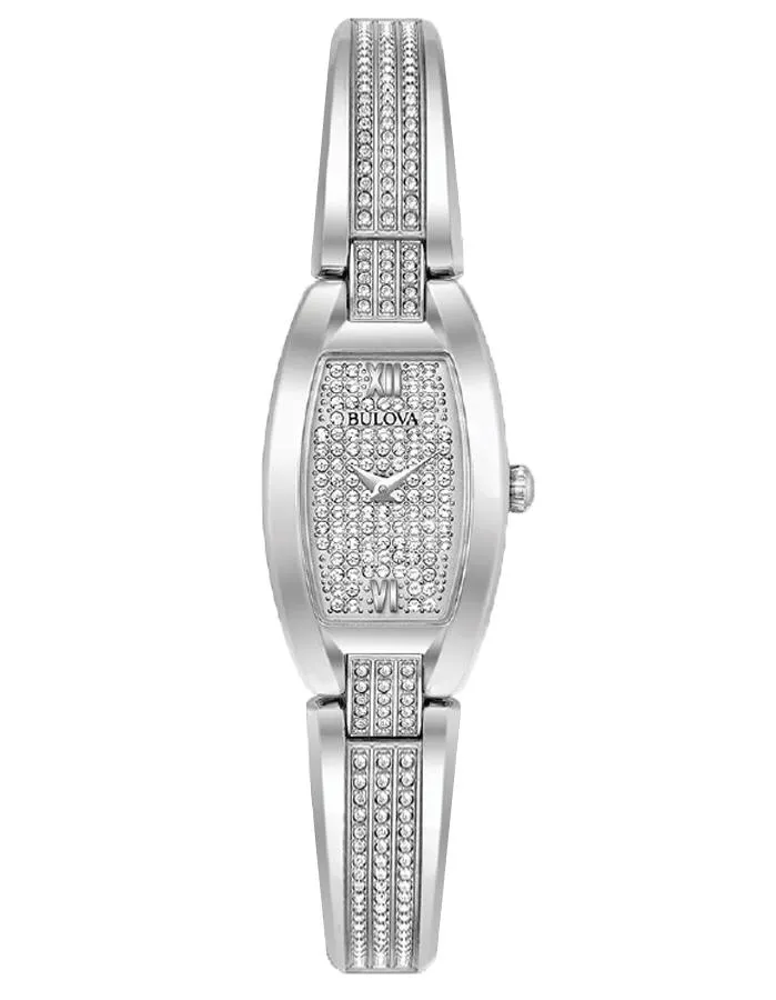 Bulova Womens Crystal Bangle Dress Watch - Stainless Steel - Crystal Dial