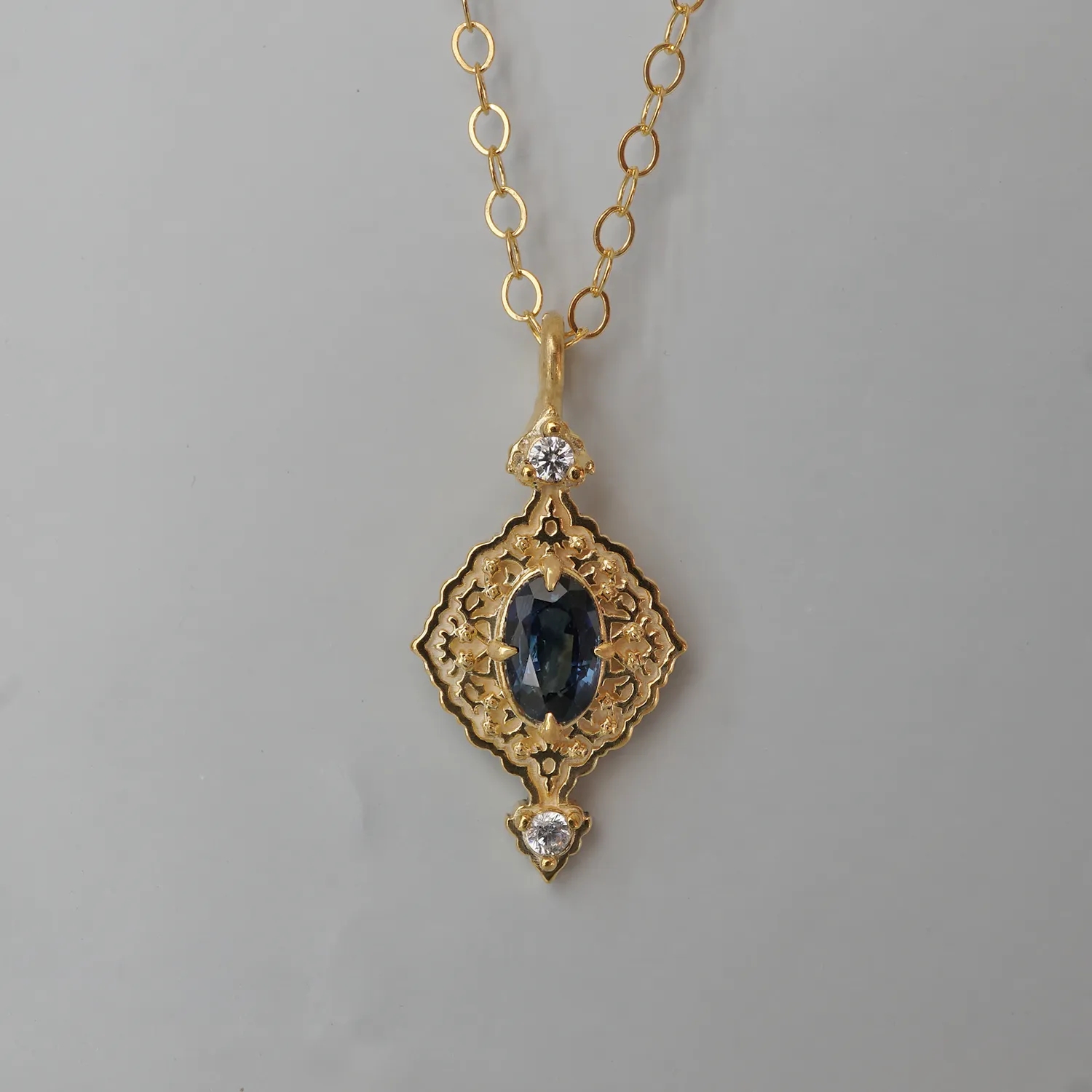 Cairo Blossom Blue Sapphire Necklace