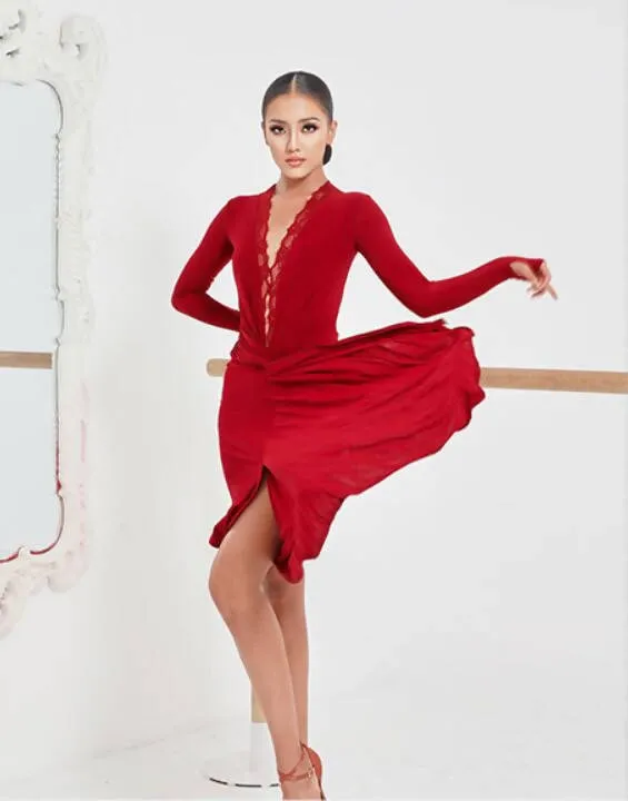 Captivating  Latin Practice Dress | Red/Black | 2190