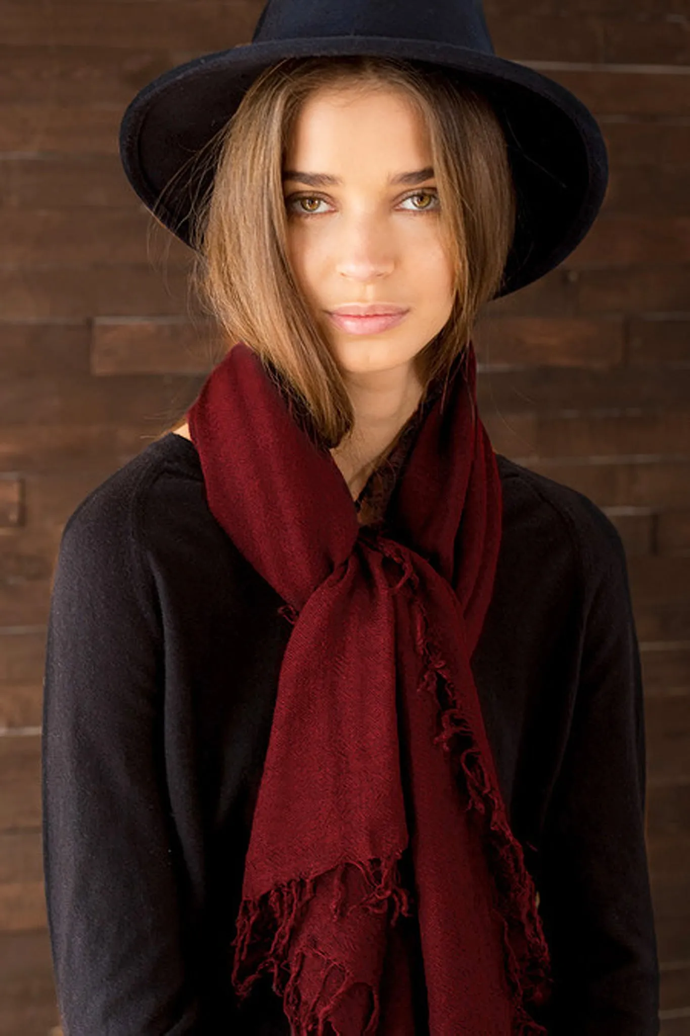 Chan Luu Cashmere and Silk Solid Scarf in Biking Red Crimson