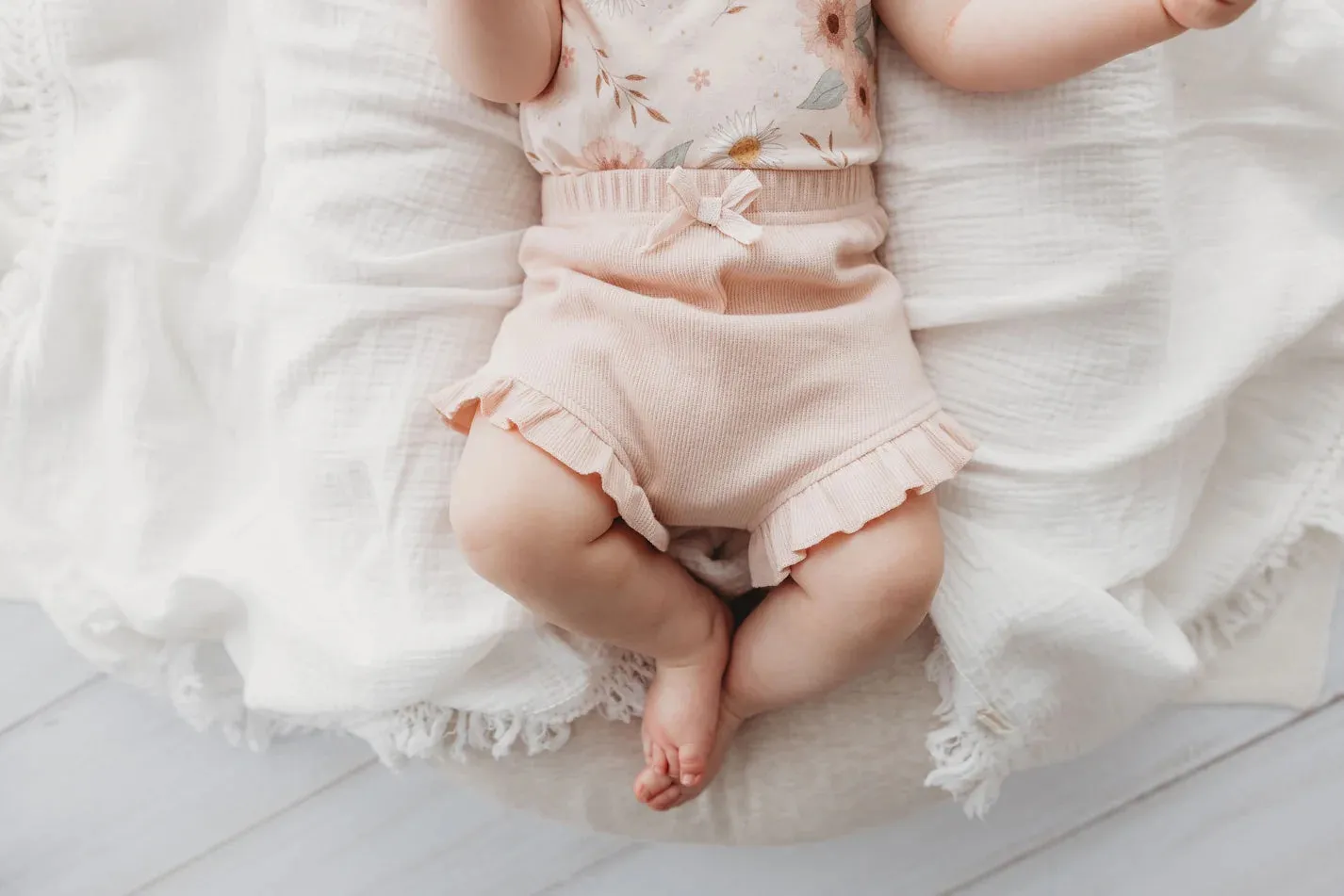 Child Of Mine Ruffle Shorts - Peachy Pink