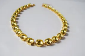 Citrine Yellow Crystal Riviere Necklace - Small oval