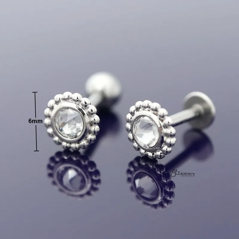 Clear Crystal Tragus Cartilage Earring - Ball End | Flat Back