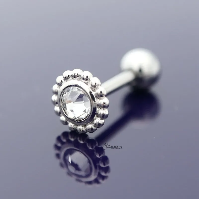 Clear Crystal Tragus Cartilage Earring - Ball End | Flat Back