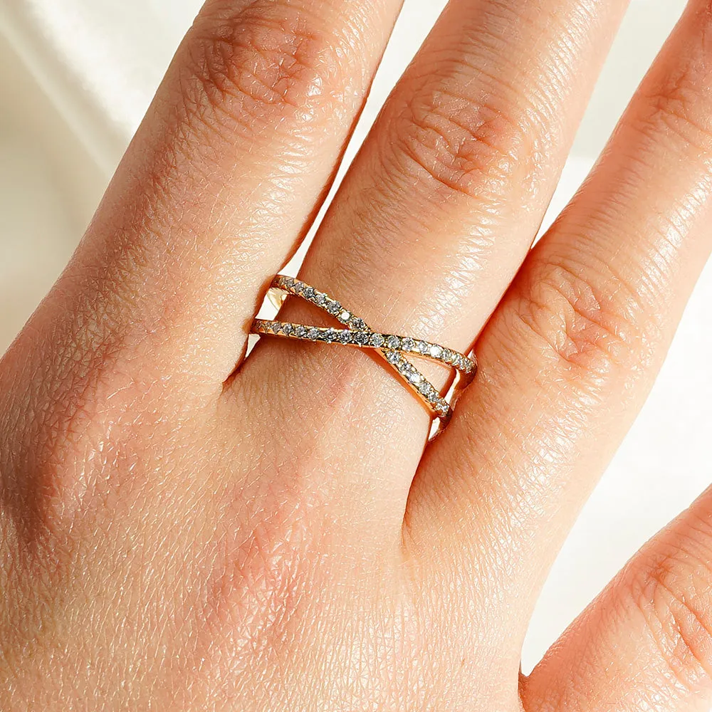 Crossover Moissanite Statement Ring