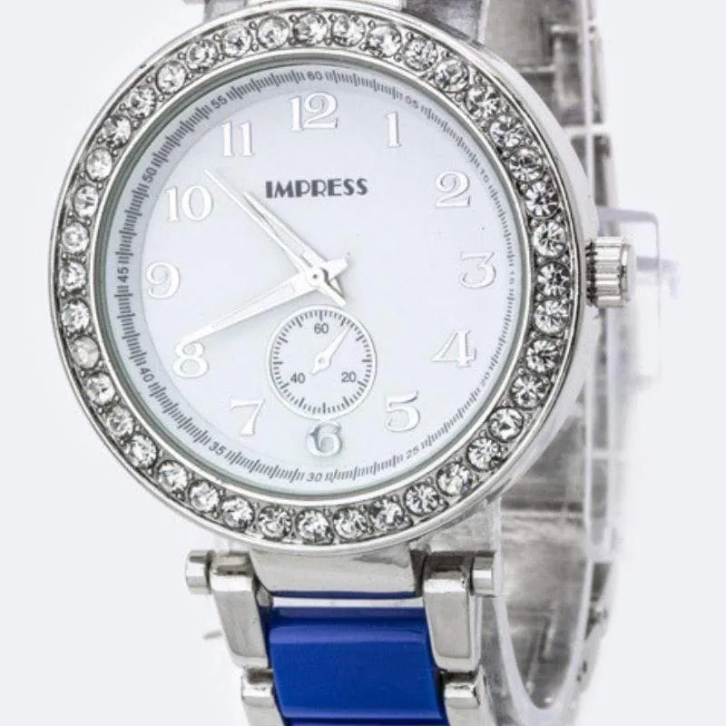 Crystal Bezel Bracelet Watch Blue