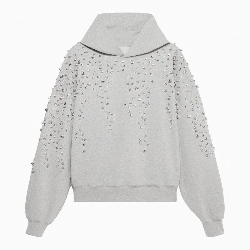 Crystals Embroidered Sweatshirt Oatmeal Grey